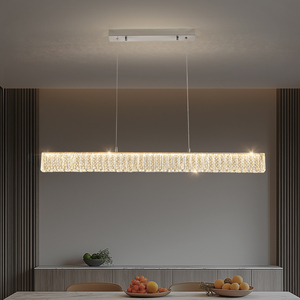 Bar en cristal moderne <span class=keywords><strong>LED</strong></span> pour décoration <span class=keywords><strong>de</strong></span> table à manger Lustre <span class=keywords><strong>de</strong></span> luxe pour chambre Luminaire Suspension en acier inoxydable - Product Image 5