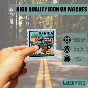 Parche bordado con estampado de África de 3 pulgadas, termoadhesivo o para coser, aplique de tela para bolsos - Product Image 5