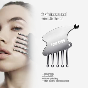 Neues einzigartiges Design 3-in-1-Akupunktur-Massagekamm Gua Sha Edelstahl-Gesichtsculpt-Werkzeug für Entspannung und Haut gesundheit - Product Image 1