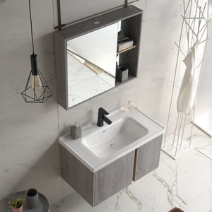 Mueble de Baño con Lavabo de Cerámica, Espejo de Baño Montado en la Pared, Mueble de Baño Flotante de PVC con Lavabo, Venta al por Mayor de Fábrica - Product Image 2