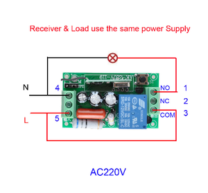 Receiver & 2Transmitter 220V 1CH RF từ xa không dây chuyển đổi ánh sáng đèn LED SMD On Off chuyển đổi không dây 10A chuyển đổi latched - Product Image 4