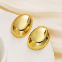 Bijoux Courage Energy Boucles d'oreilles grand œuf rond en or Clous d'oreilles en acier inoxydable plaqué or 18K