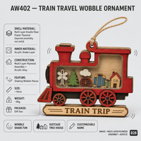 Ornement de train oscillant |   Pièces d'arbre en contreplaqué peuplier et acrylique pour maison de poupée |   Décoration de chambre d'enfant sur le thème des voyages et des aventures |   Vente en gros OEM CPSC