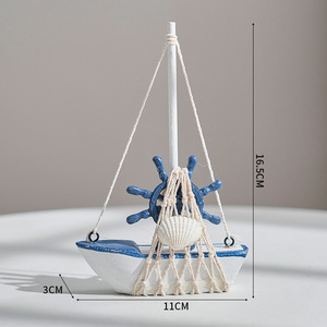 Décoration de voilier méditerranéen 11 cm x 3 cm x 16,5 cm avec ancre et étoile de mer, ornement de table pour centre de table de mariage - Product Image 3