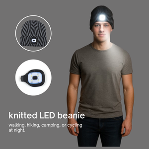 Thời trang xương cá mô hình dệt kim Beanie có tính năng một built-in LED cho buổi tối lạnh đi dạo và tăng vọt sọ cap LED hat - Product Image 4