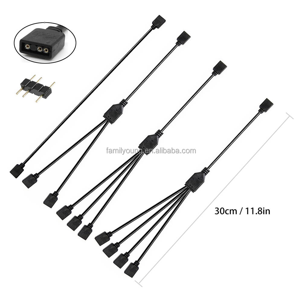 2 Pièces Câble Répartiteur ARGB 3Pin 5V 30cm - Extension Ventilateurs Et LED RGB Pour Cartes Mères ASUS MSI ASRock