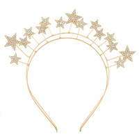 2024 nouvelle mode mariée femmes fête d'anniversaire bandeau alliage strass Double étoile forme cheveux cerceau cheveux accessoires