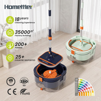 Serpillère Magique Rotative 360° en Microfibre, Prix Usine de Gros, Écologique, Essorage Automatique, Manche Télescopique, Taux d'Égouttage 90%-100%