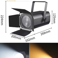 Projecteur LED COB Zoom Fresnel 300W Blanc Chaud Ra95 CRI IP54 Dimmable pour Mariage, Théâtre, Studio, Suivi de Scène, Contrôle DMX512