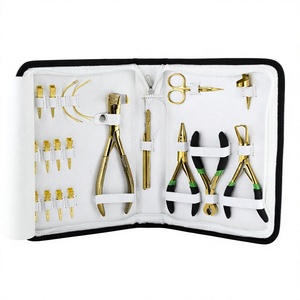 All in One Hair Extension Tools kit <b>Tape</b> in Remover and Crimping Plier cutter <b>Tape</b> in plier 10pcs Sectioning Clips Type Needles - Product Image 1
