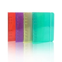Carpeta de Anillas para Hojas Sueltas, Cubierta Transparente de PVC para Cuaderno Espiral, Carpeta de Archivos A5/A6 con Banda Elástica