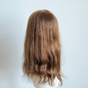 Peluca y Tupé de Cabello Humano Mongol para Mujer, para Cabello Fino, Ondulado Natural, Base Mono y PU, Color Natural - Product Image 3