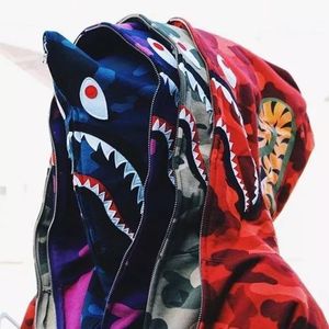 bape shark red moletom com capuz