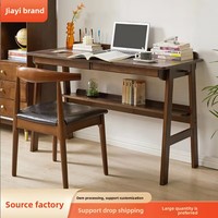 Escritorio de Madera Maciza, Estilo Japonés Simple, Escritorio para Computadora, Escritorio para Estudiantes, Mesa de Madera para Dormitorio o Sala de Estudio