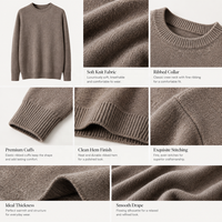 Pull en cachemire personnalisé pour homme, col rond, manches longues, tricot uni, décontracté, hiver, vente en gros