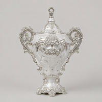Brûleur d'encens Mabkhara de style arabe de luxe, doré nacré, avec poignées ornées de motifs roulés, pour la décoration religieuse de la maison