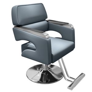 Sillón de Peluquería de Alta Gama, Giratorio y con Altura Ajustable, de Acero Inoxidable y Metal Negro - Product Image 3