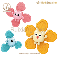 3 pièces de jouets pour bébés en silicone, anneaux de dentition, jouets sensoriels, hochets en plastique, moulin à vent, jouets de bain rotatifs à ventouse