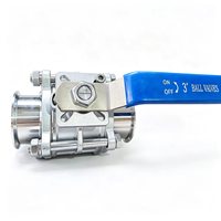 Vanne à boisseau sphérique sanitaire 3 pouces en acier inoxydable SS304, à raccord rapide Tri-Clamp, à plateforme haute, 3 pièces, de qualité alimentaire