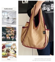 Sac fourre-tout en satin pliable, écologique et recyclable, avec poches latérales, pour les courses quotidiennes et les voyages