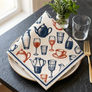 Serviette de table en coton imprimé de qualité supérieure avec motif floral rouge aux coins et sur le bord – Serviette de table décorative élégante pour la maison, l'hôtel - Product Image 3