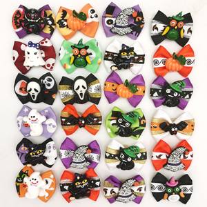 Groothandel Kleurrijke Halloween Huisdier Trim Strikken Bloemenhond Puppy Haar Strik Met Rubberen Band - Product Image 1