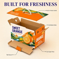 Boîte cadeau orange douce avec poignée, emballage de fruits en carton ondulé personnalisé avec trous d'aération, vente en gros