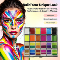 Vente directe fournisseur – Kits de peinture professionnelle lavable pour visage et corps, 24 couleurs, à base de plantes naturelles, activée par l'eau, non toxique