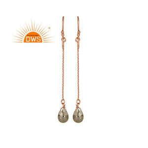 Boucles d'oreilles en pierres précieuses pyrite Créateur de mode en gros Plaqué or rose 18 carats Chaîne en argent Boucles d'oreilles Bijoux Collection vintage - Product Image 1