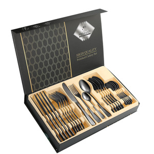 24PCS Disposable Stainless Steel Classic Cutlery Set <b>Steak</b> <b>Knife</b> Giveaways Color Gold Green Black - Product Image 1