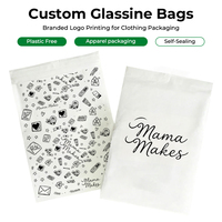 Sac en papier glassine 100% recyclable, auto-adhésif, impression personnalisée illustrée, logo, emballage pour vêtements, vente en gros, GRS