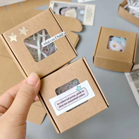 Caja de Regalo de Joyería con Ventana Reutilizable de Papel Kraft Marrón Estilo Ins, Mini Caja de Envío Plegable para Accesorios Pequeños y Souvenirs al por Mayor