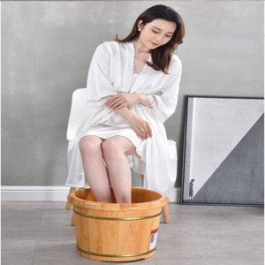 Antique Chinese Style Sustainable 25mm High Insulated Solid Wood <b>Round</b> Bucket Anti-Corrosion Household <b>Basin</b> - Product Image 5