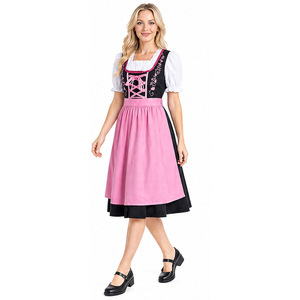 Pink Dirndl Dress <b>Oktoberfest</b> <b>Costume</b> Bavarian Halloween Cosplay - Product Image 2