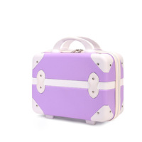 Petit cosmétique frais 14 pouces valise Macaron couleur Mini boîte à main peut ajouter Logo dessin animé motif voyage boîte de rangement
