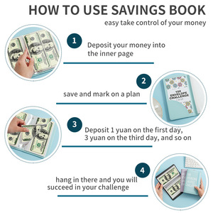 Libro per Risparmio <span class=keywords><strong>di</strong></span> 100 Giorni con Buste Portasoldi, Copertina in Similpelle Stampata - Product Image 3