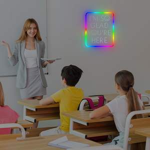 ฉันดีใจมากที่คุณมาที่นี่ป้ายนีออนสีสันสดใสสำหรับป้ายสีในห้องเรียน - Product Image 6