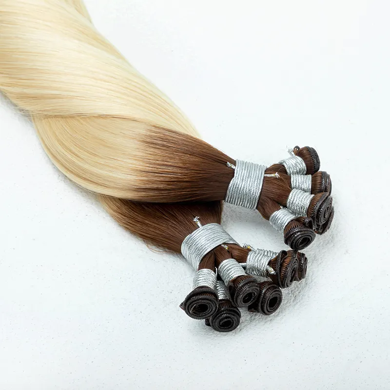 Invisible Genius Weft Russian Real Human Hand Tied Weft Hair 100% Unprocessed Virgin Cuticle Aligned Genius Weft Extension