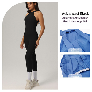 Mono deportivo de una pieza para mujer, sin mangas, con efecto fruncido, para yoga, sin espalda, tipo body. - Product Image 3