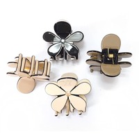 Nouvelles pinces à cheveux en acétate à motif floral, couleur unie, design simple, avec strass, petites et élégantes, pour femmes
