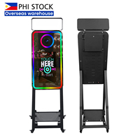 Machine Photobooth Miroir Photo avec Éclairage Intégré, Écran Tactile, Caméra Wi-Fi et Fonction Selfie, Livraison Rapide depuis l'Entrepôt des Philippines