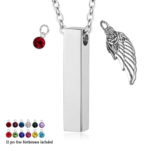 12 color piedra cremación urna joyería <span class=keywords><strong>Bar</strong></span> cubo Memorial para las cenizas de alas de Ángel colgante de collar de regalo - Product Image 1