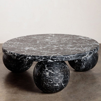 Ensemble de meubles en pierre naturelle nordique 3 couleurs, sphère ronde, boule de marbre de travertin Beige, Table basse moderne