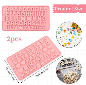 Moldes de Silicona para Letras y Números, 2 Piezas, Antiadherentes, para Chocolate, Dulces, Repostería, Decoración de Pasteles para Fiestas - Product Image 2