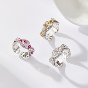 Openwork Ring With Micro Set Zircon Stones Niche Design Adjustable For Index Finger - Product Image 1