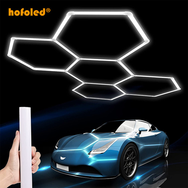 Honeycomb Linear Hexagon Auto Car Detailing Work Lighting Garage Ceiling LED Hexagon Garage Light