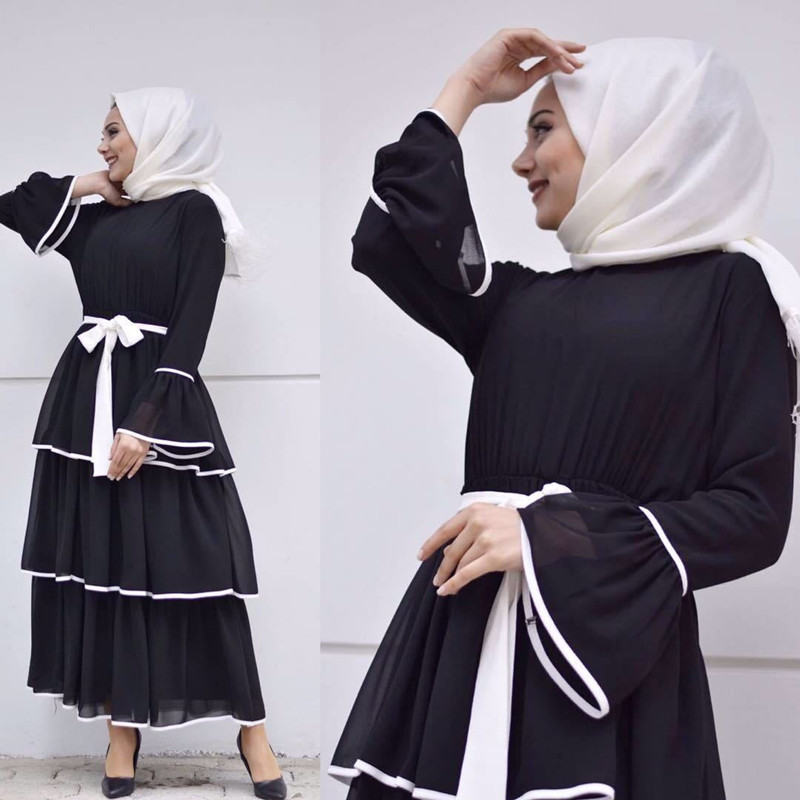 Fashion design casual women long dress muslim islamic clothing