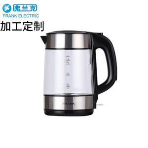 กาต้มน้ำไฟฟ้า Frank Electric Glass ขนาด 1 ลิตร 2 ลิตร สำหรับใช้ในบ้านและโรงแรม พร้อมฐานหมุนได้ 360 องศา - Product Image 1