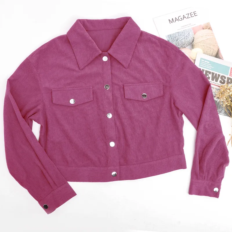 Highly Custom Women's Corduroy Shirts Jacket Spring Fall Casual Ladies Long Sleeve Button Up Pockets Corduroy Jacket