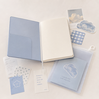 Juego de Cuadernos Personalizados LABON, Cubierta de PU Suave, Color Azul Claro, Texto en Lámina Plateada, Bolsa con Cierre Esmerilado, Cinta Marcapáginas, Papelería de Regalo, OEM, ODM